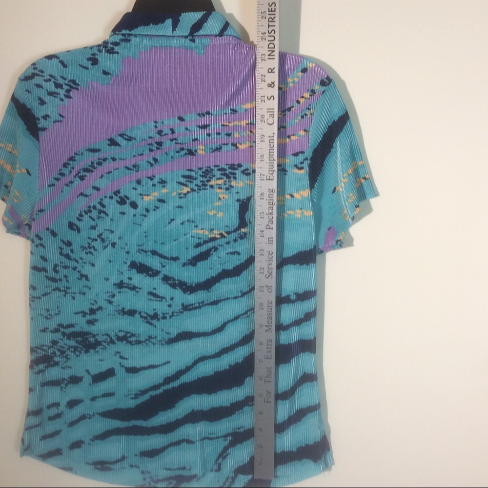 Jamie Sadock Blue Teal Purple Textured Quarter Zip Golf Polo Shirt Pullover Top - Picture 4 of 5